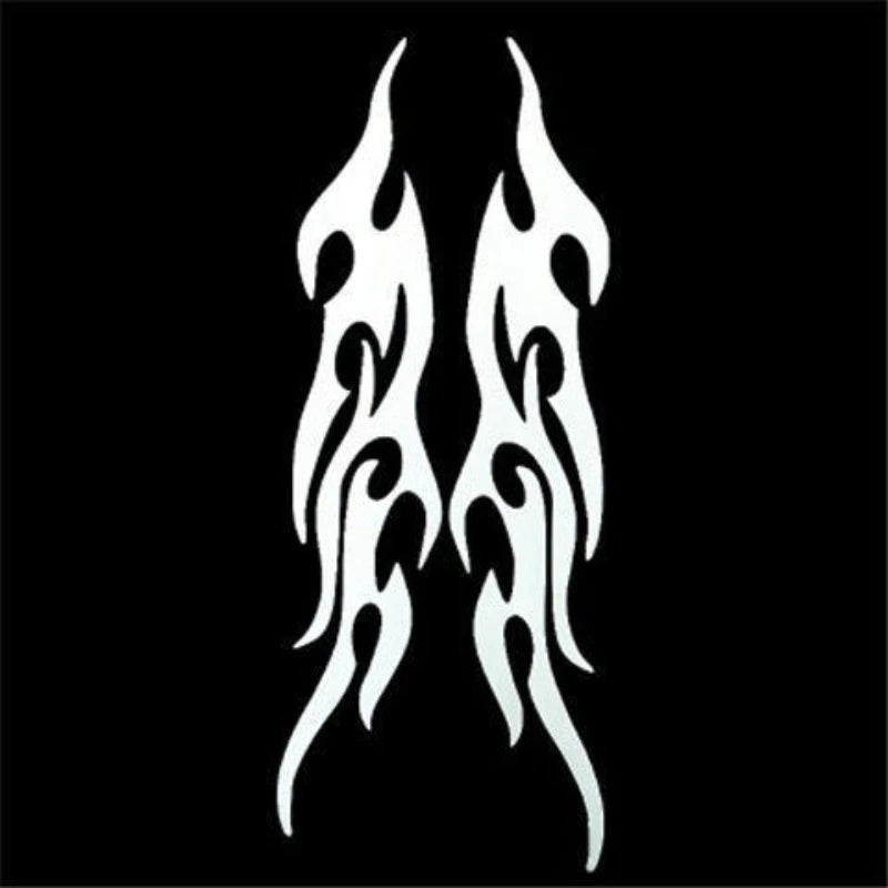 Car Decals Featuring Modified Flames for Bumpers, Hoods, Rearview Mirrors, And to Cover Scratches on Motorcycles Qme White 19cm