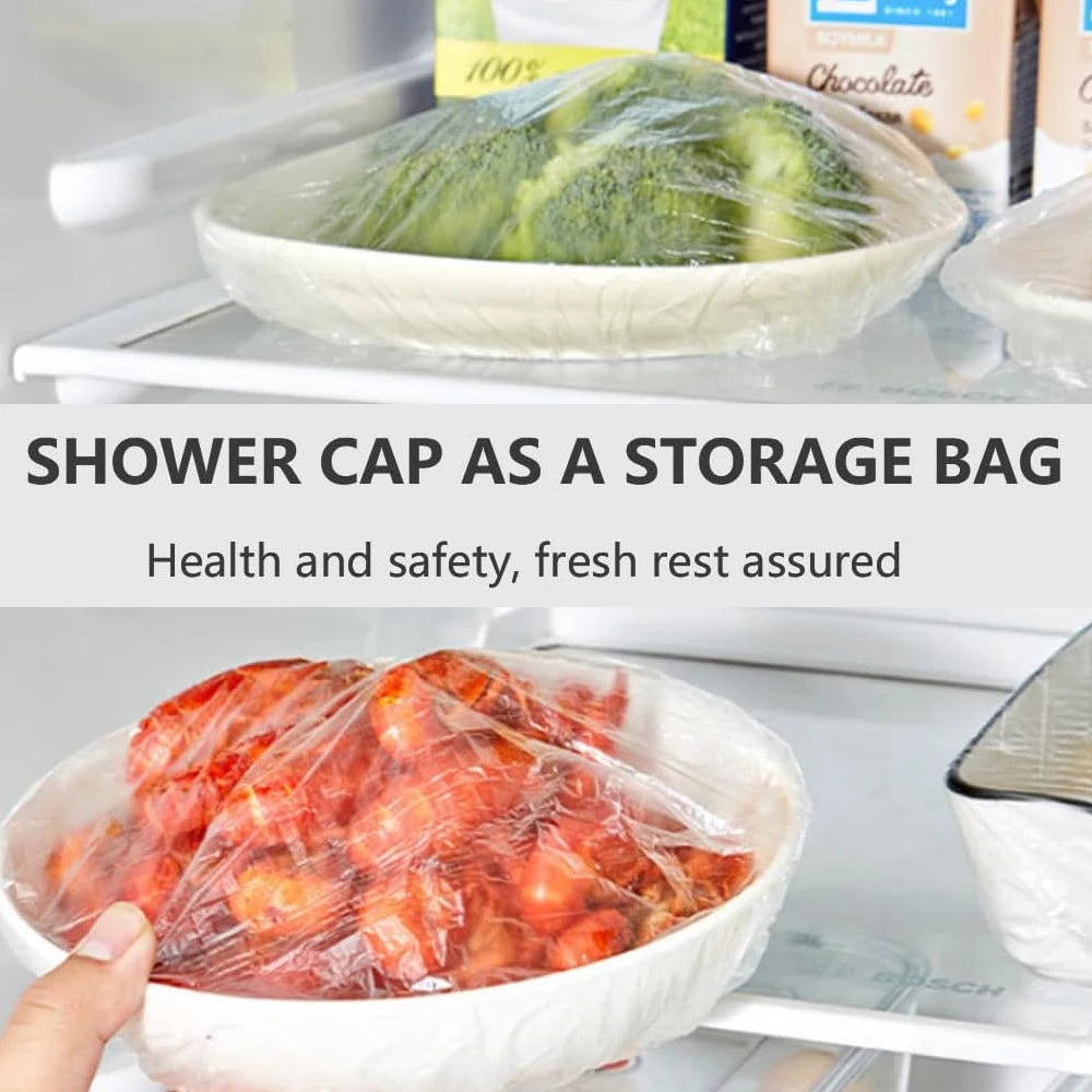 Thick Clear PE Disposable Shower Caps Plastic Elastic Hair Bath Cap for Women, Spa, Home Use, Hotel and Hair Salon, Travel Qme