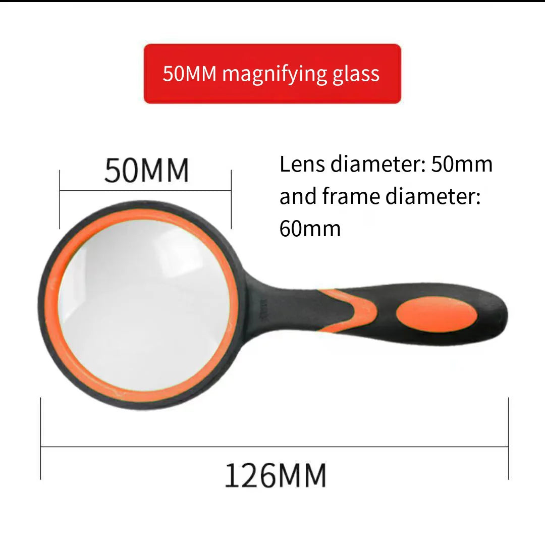 10X Magnifying Glass Kids Seniors Handheld Reading Magnifier Lens Qme Orange 10X
