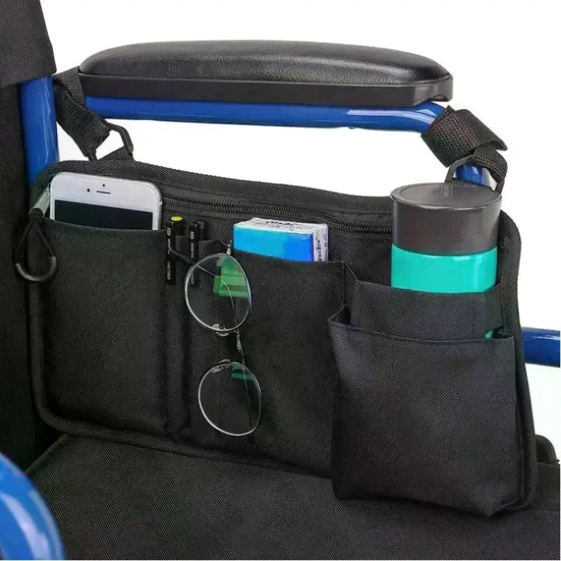 1Pcs Travel Pouch Wheelchair Side Bag With Cup Holder Wheel Chair Bag For Seniors Outdoor Electric Wheel Chair Drink Phone Qme Default Title