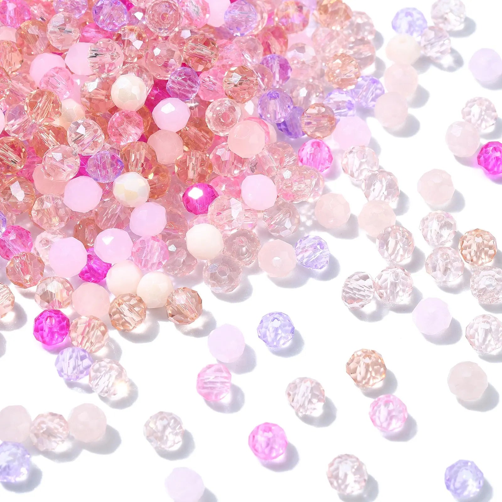 PandaHall 500Pcs 4mm Pink Glass Beads Kit Pink Series Crystal Faceted Rondelle Spacer Beads Bulk for Bracelets Jewelry Maki Qme Pink
