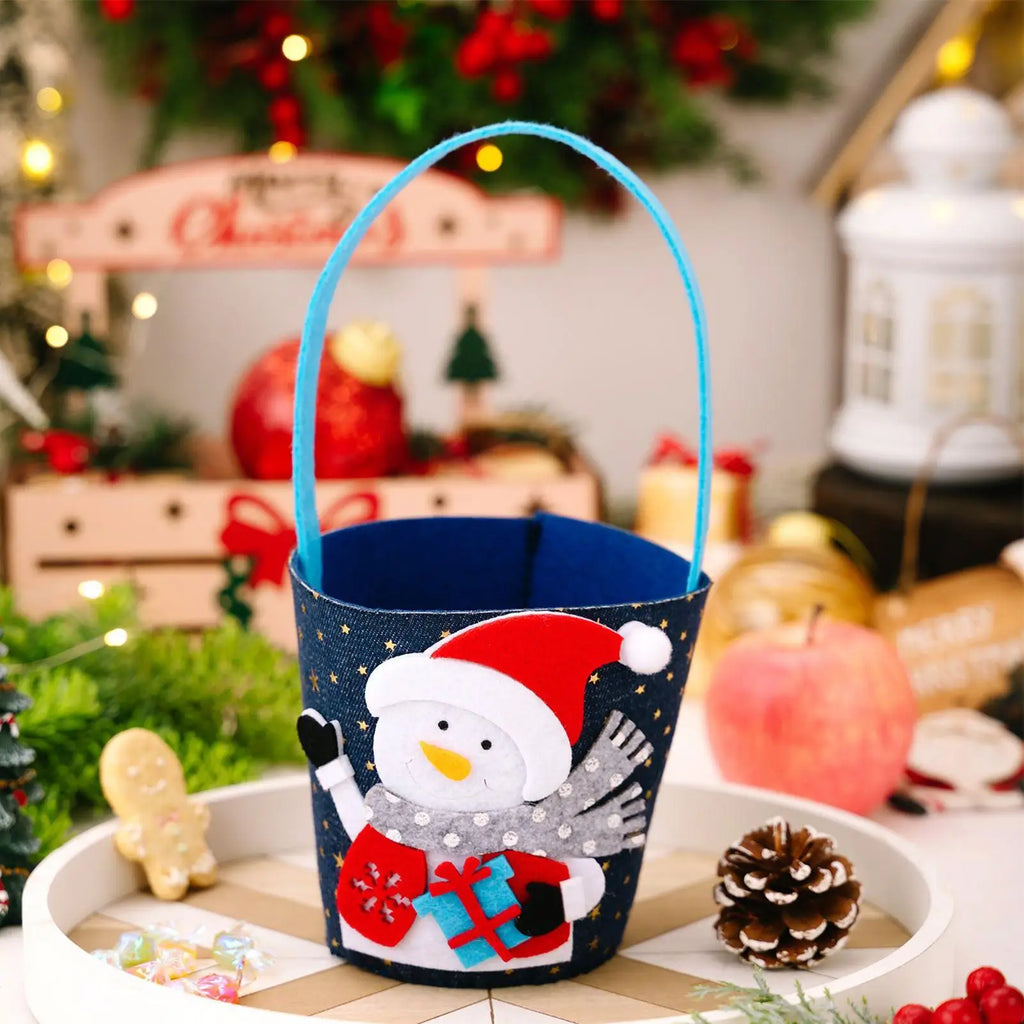Christmas Candy Bags 3-Piece Cookie Goodie Bucket Festive Party Qme