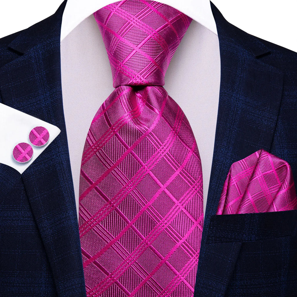 Hi-tie Striped Rose Blue Pink Business Mens Tie Jacquard Necktie Qme