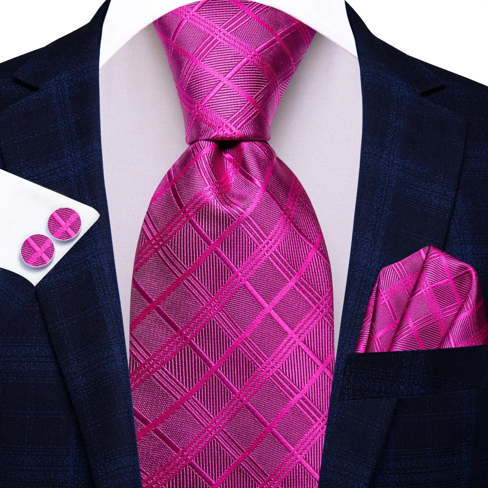 Hi-tie Striped Rose Blue Pink Business Mens Tie Jacquard Necktie Qme