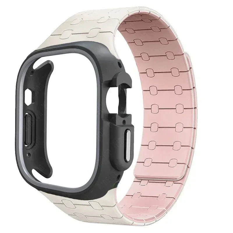 TPU Case+Silicone Strap for Apple Watch Band Ultra 2 49mm 45mm 44mm 41mm Protective Case Bracelet for Iwatch Series 9 8 7 6 5 4 Qme StarP BH 44mm Series SE 456