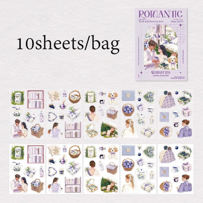 Romantic Couple Sticker Pack 10 Sheets/Bag Scrapbook Stationery DIY Journal Phone Case Notebook Decoration Qme 5