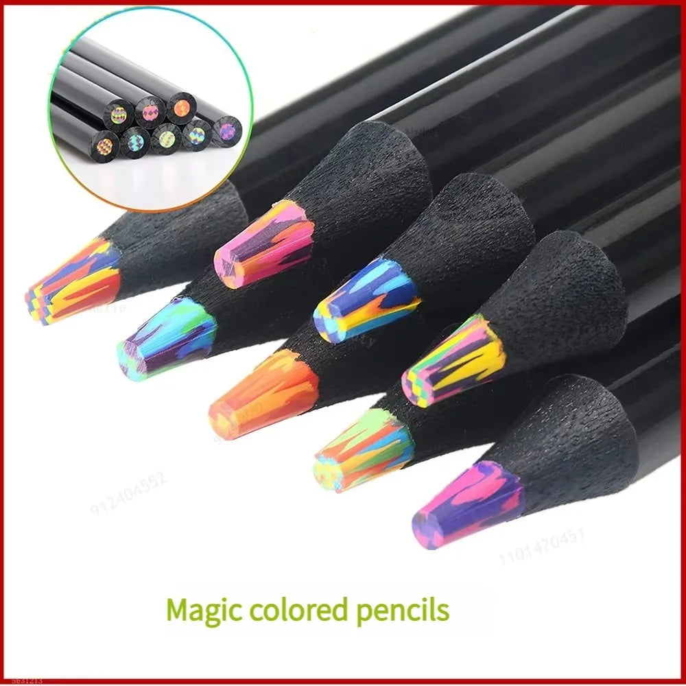 8/16/24Pcs Rainbow Pencils,Dreamy Gradient Colors - No Dust, Line 2 mm, Suitable for Professional Painting and Art Purposes Qme