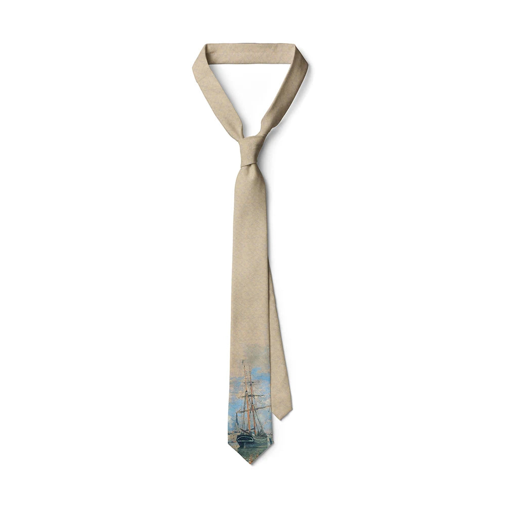 Screaming Sailing Cat Funny Tie Men's Fashion Oil Painting Business Qme type2