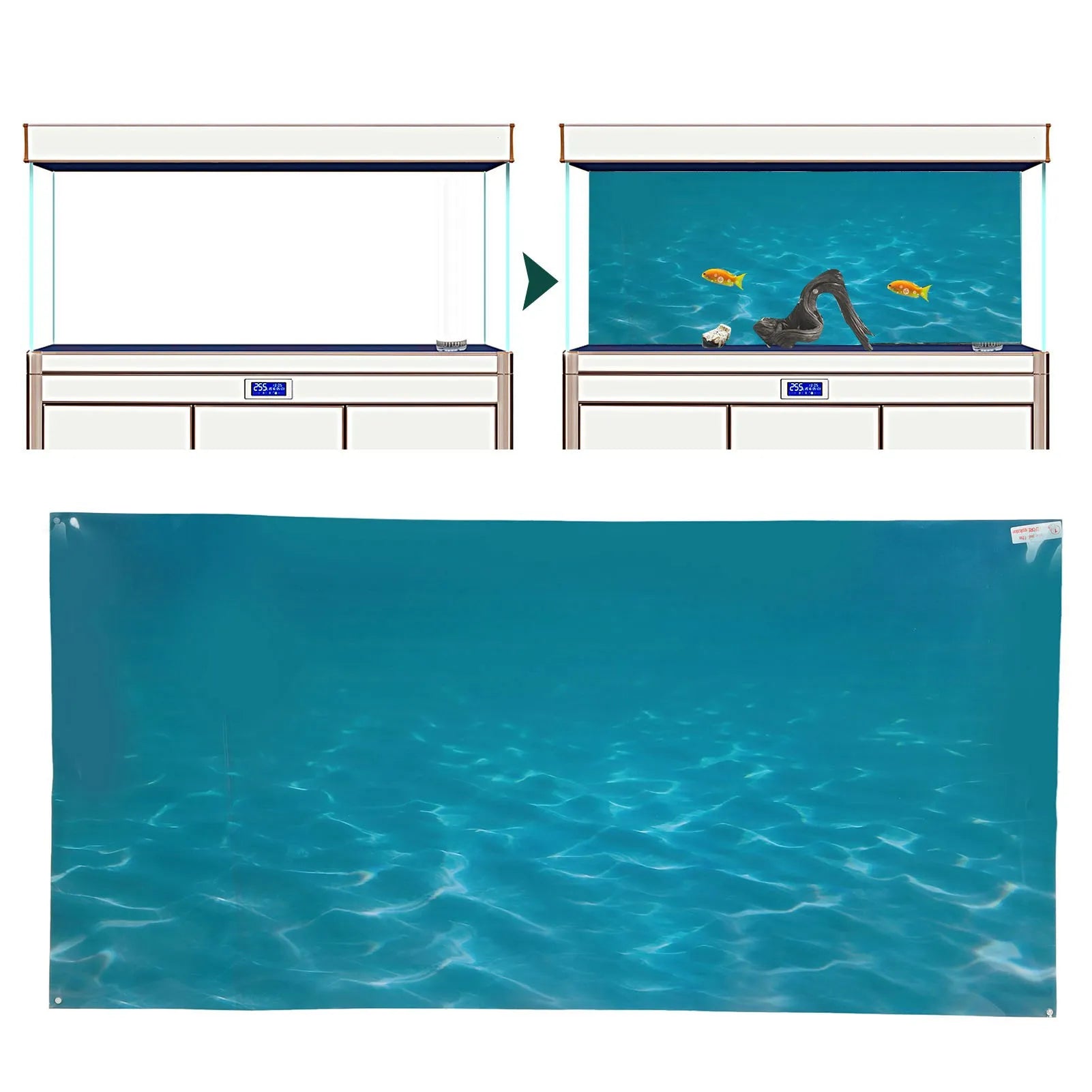 Aquarium Background Poster Fish Background Sticker PVC Self Adhesive 3D Sea Pattern Aquarium Poster Decoration Qme