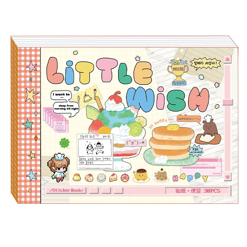 30 Sheets/book Cute Cartoon Pattern Instagram Hand account Scrapbook Sticker Diary Decoration Creation Stationery Stickers book Qme B