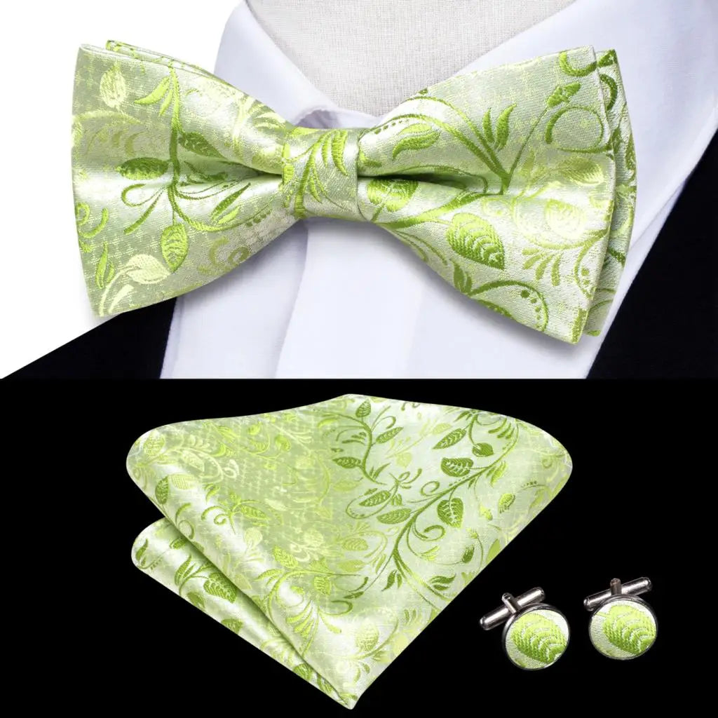 Sage Mint Grass Teal Green Mens Bow Tie Hankerchief Cufflinks Qme LDLH0515