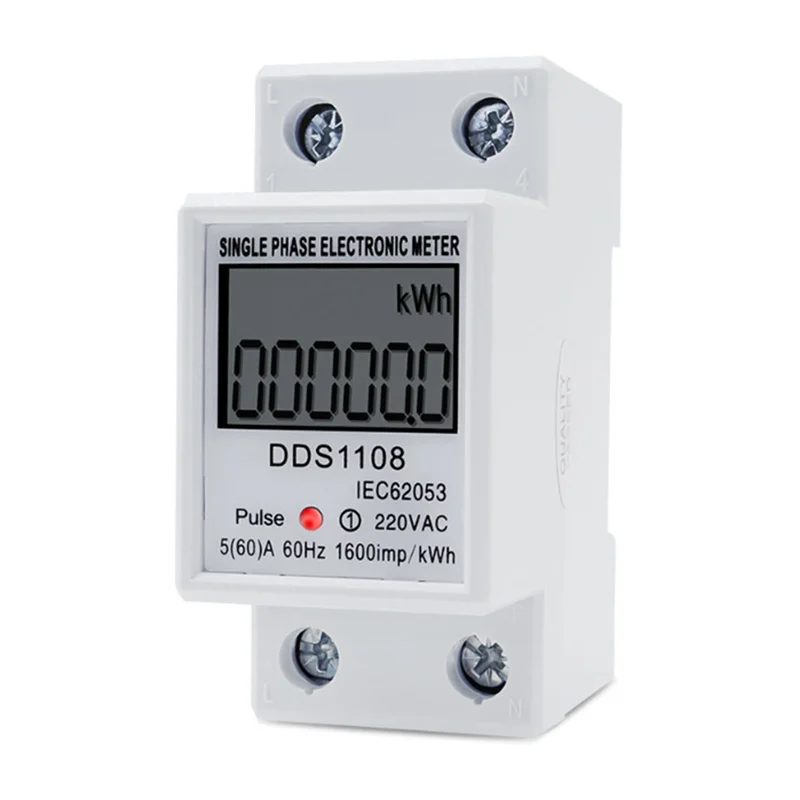 A02F-DDS1108 Digital Electric Energy Meter Single Phase AC220V 60Hz Kwh Meter LCD Display Multifunctional Wattmeter Qme