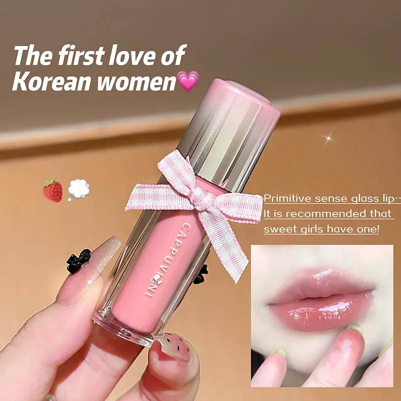Strawberry Lip Gloss Glass Mirror Shine Lip Tint Hydrating Long Lasting Lip Makeup Non-Sticky Water Glossy Liquid Lipsticks Qme
