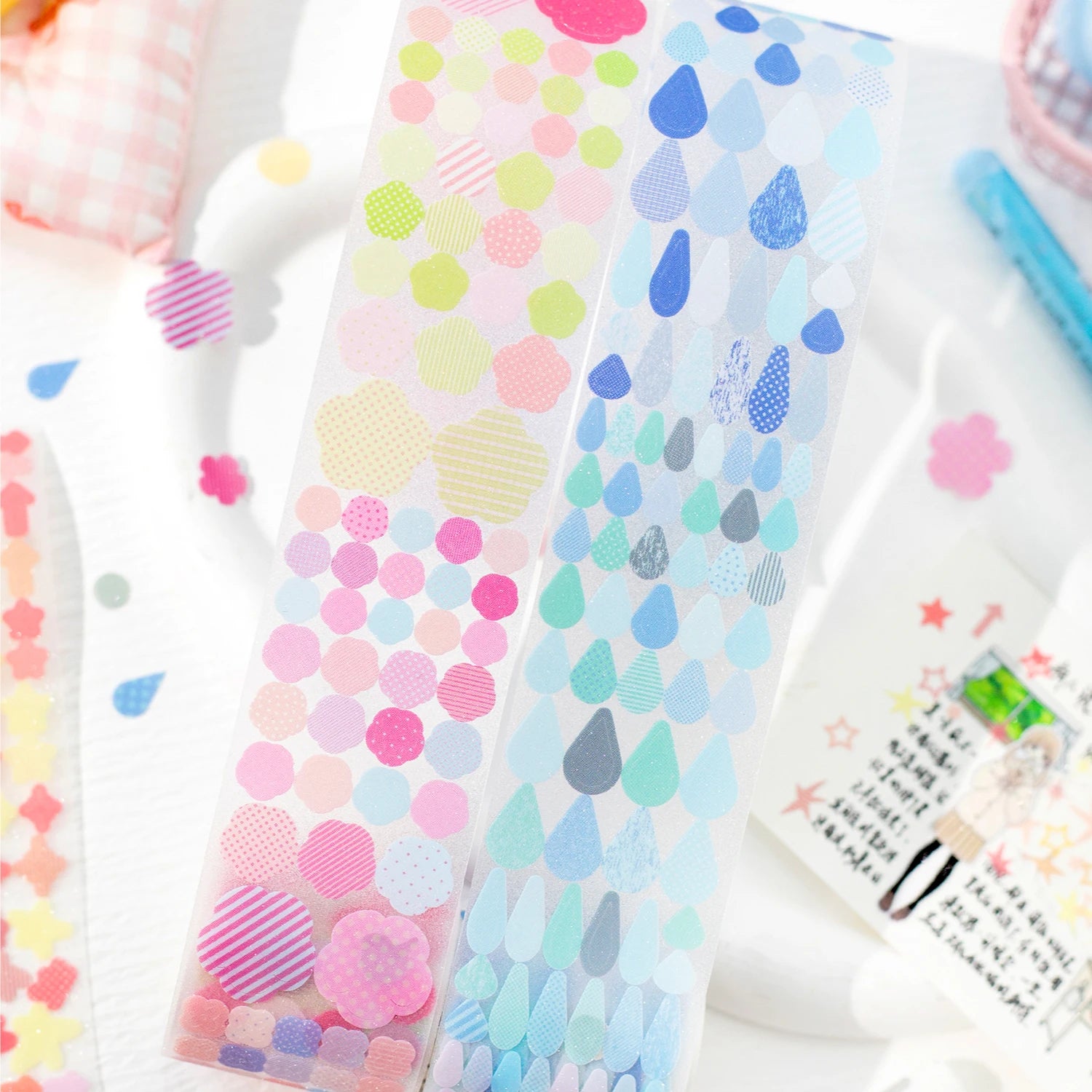 Cartoon watercolor geometry Washi Tape Collage Decorative DIY Scrapbooking Hand Made Masking Tape Japanese Stationery Stickers Qme