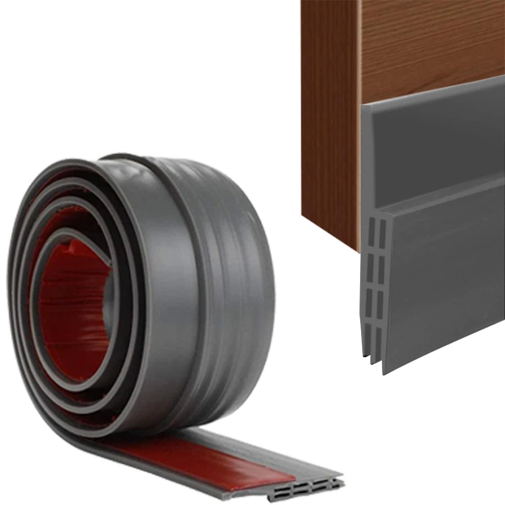 1m Porous Windproof Sealing Strip Adjustable Soundproof Anti-Cold Gap Door Bottom Weather Strip Flexible Self Adhesive Strip Qme Grey 4pcs(cheaper)