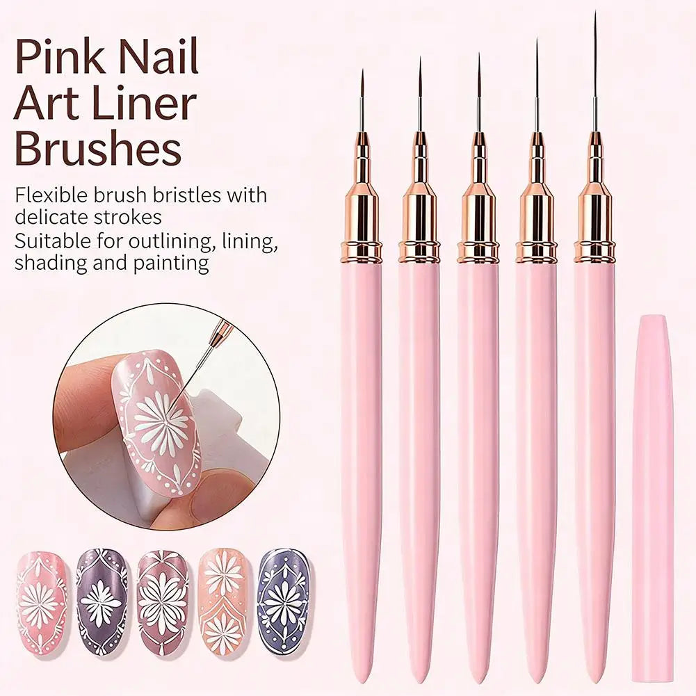 Nail Art Liner Brush UV Gel French Polish Long Lines Painting Drawing Qme