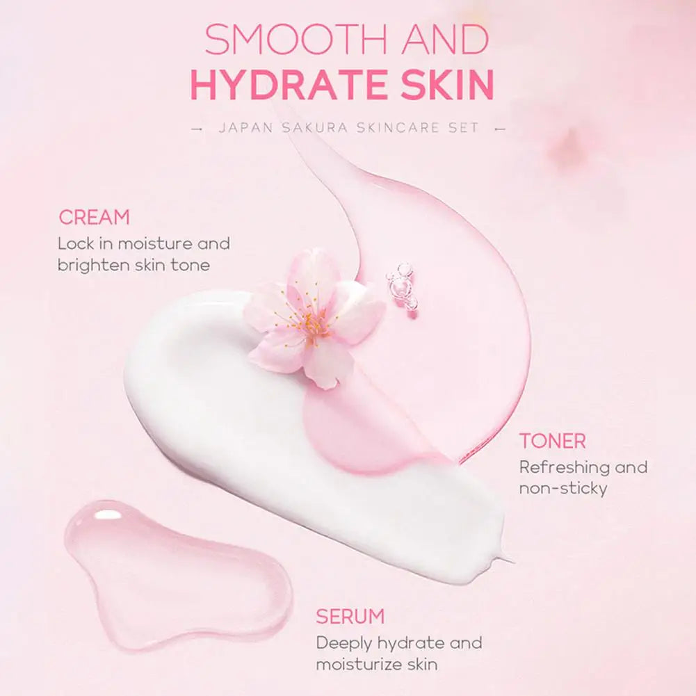 5 Sakura Skin Care Sets Face Cream Serum Toner Facial Cleanser Qme