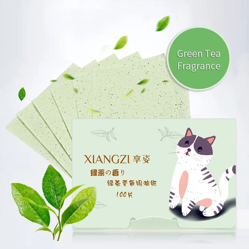 100 Protable Face Oil Blotting Paper Matting Wipes Facial Cleanser Qme Green CN