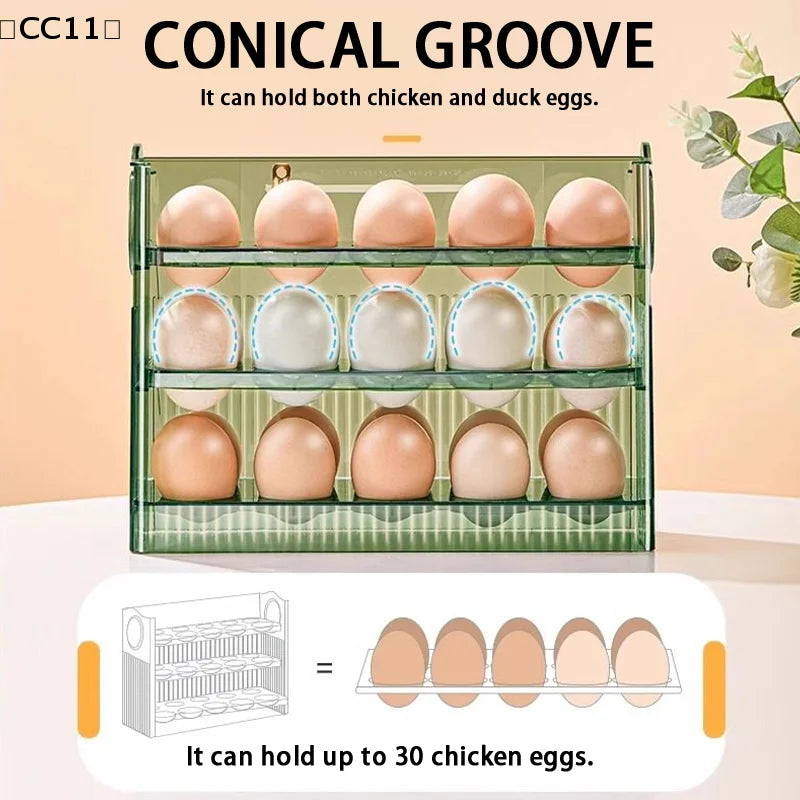 Kitchen Large Capacity Egg Fridge Storage Box Portable Multi-layer Qme