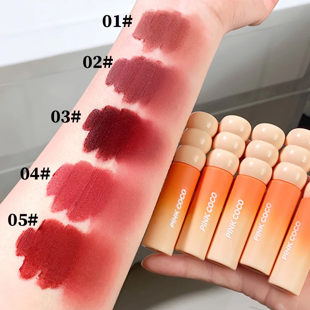 PINK COCO Sunset Galaxy Lip Glaze Matte Velvet Mud Low-saturation Qme