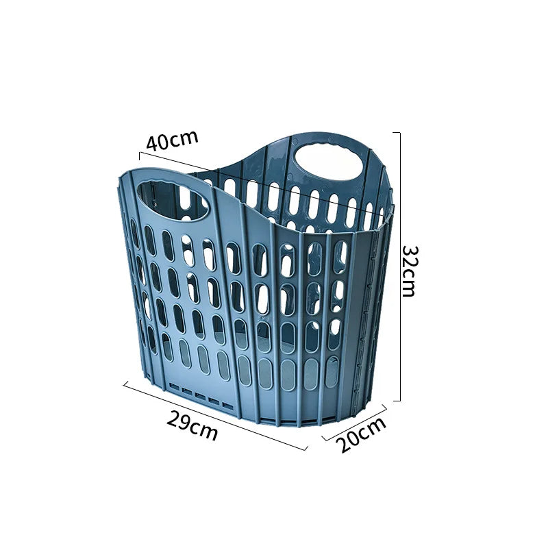B 1pc Foldable Laundry Hamper, High Capacity & Portable, Durable Fabric, Space Saver, Collapsible Basket, Bathroom Organizer Qme Small blue