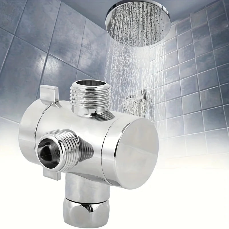 American ABS Water Splitter - Silvery, Bathroom Three-Way Faucet Adapter with Shower Arm and Spray Head Connector Qme Silvery