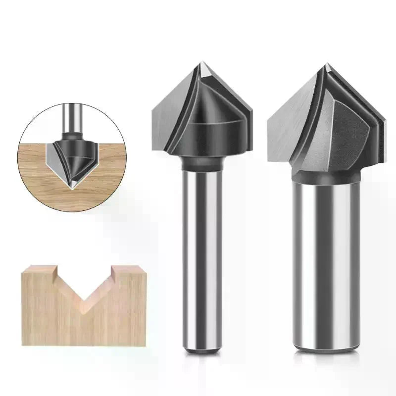 1/4" 1/2" Shank 90 Degree V Groove Router Bit Woodworking Milling Cutter For Aluminum Composite Panel And Wood Trimming Qme