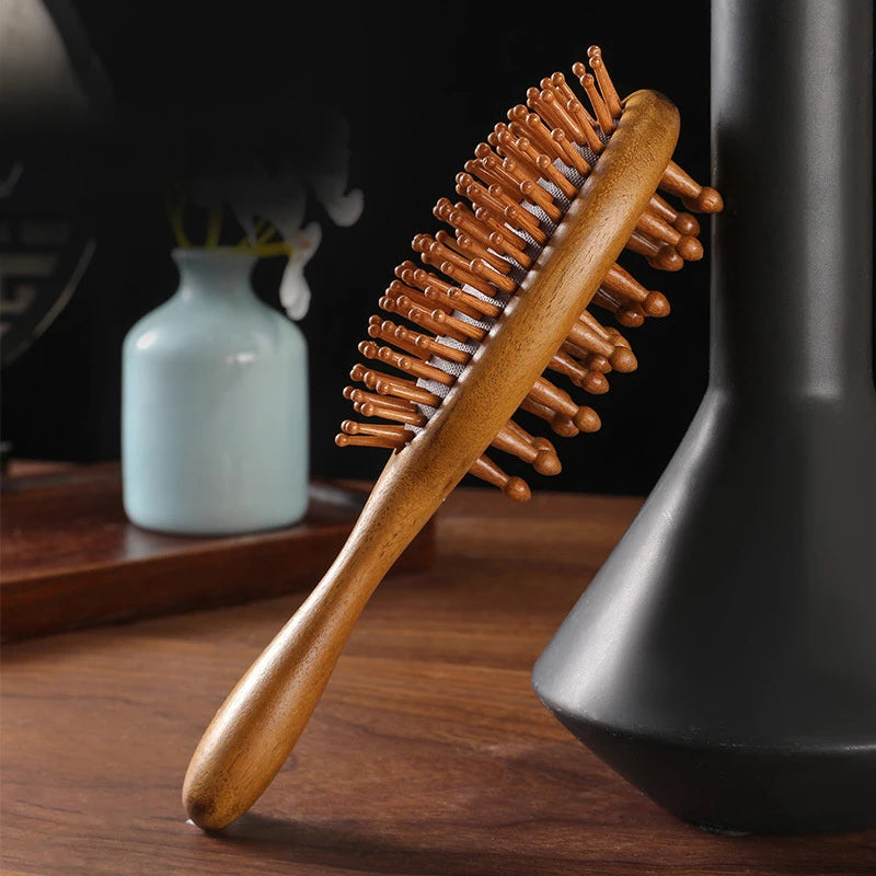 Double Sided Sandalwood Air Bag Comb Anti Static Scalp Massage Wood Qme