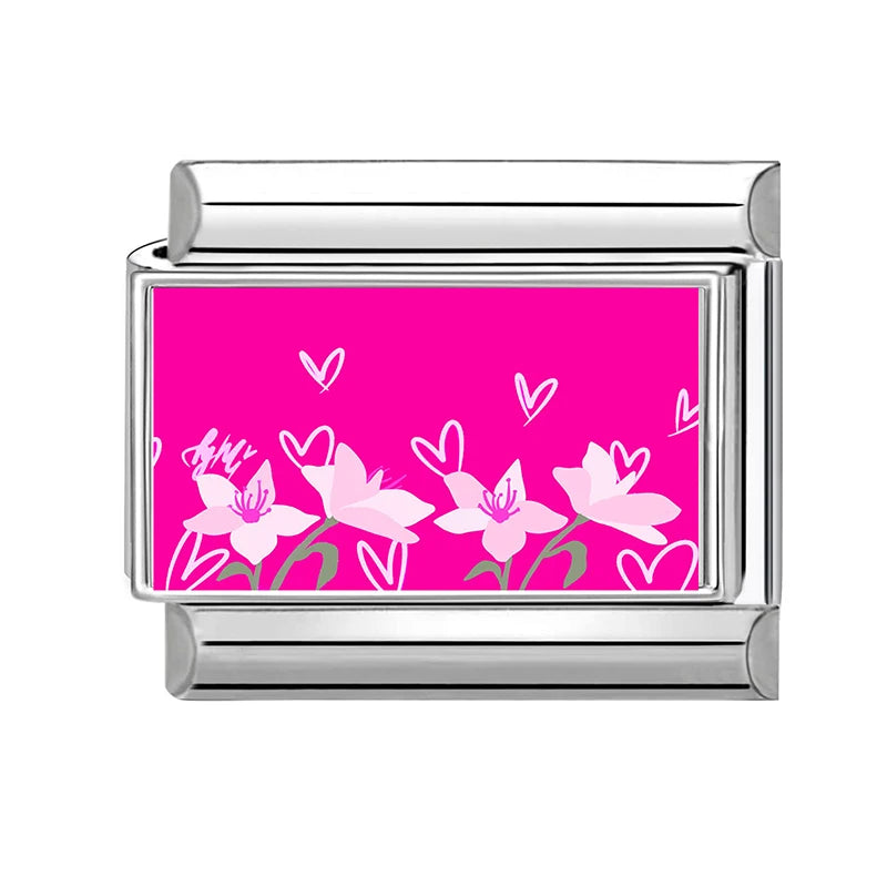 Y2K Wholesale Love Heart I Myself Flowers Italian Charm Link Fit