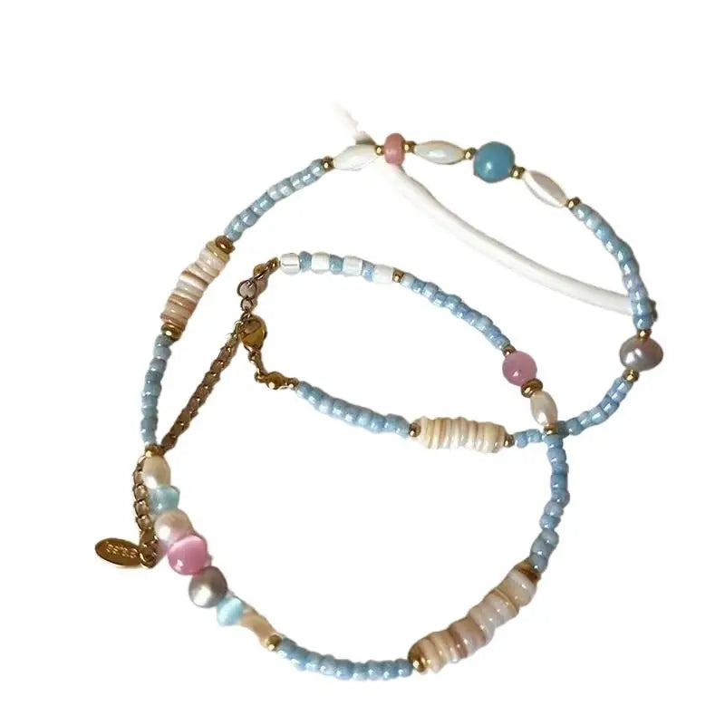Fashion Natural Stone Freshwater Pearl Collar Chain Necklace Women Qme A1