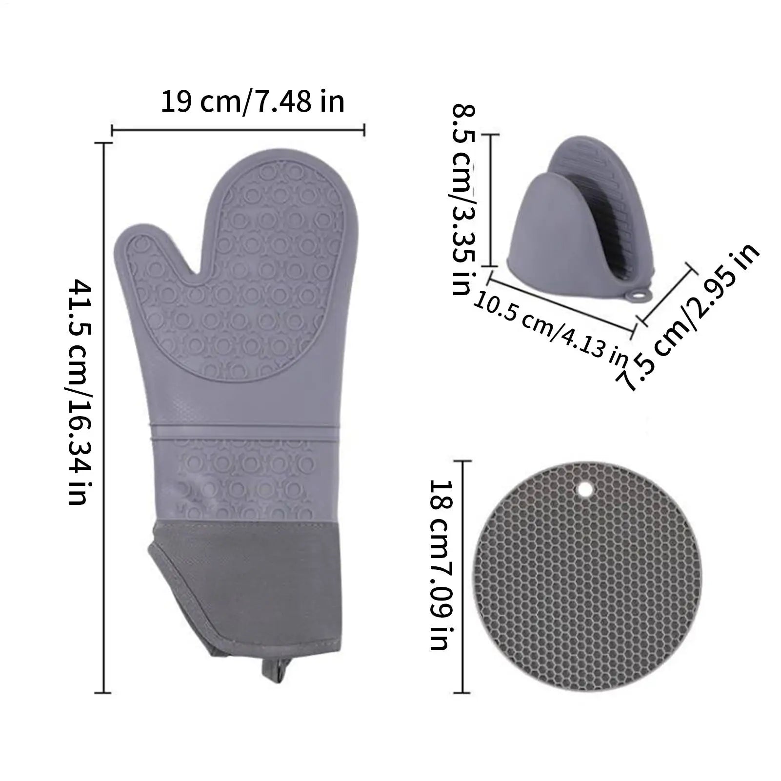 Oven Mittens Waterproof Non-Slip Kitchen Gadgets Ergonomic Oven Mitts Pot Holders Sets For Cooking Grilling Barbecue Outdoor Qme