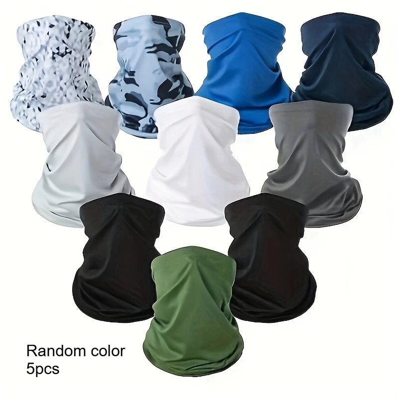 Multifunctional Cooling Neck Gaiter, UV Protection Seamless Face Mask Bandana For Cycling Running Qme Random color 5pcs