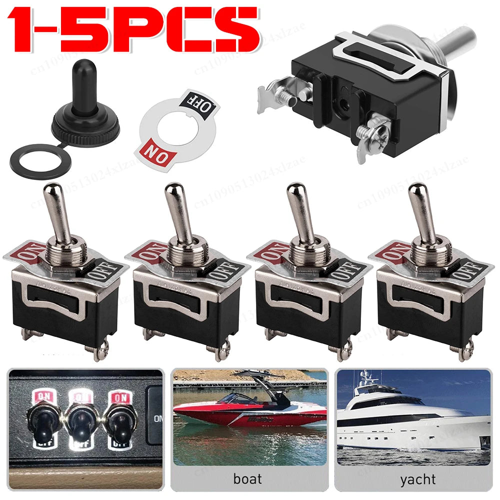SPST Rocker Switch Heavy Duty Rocker Waterproof Toggle 2Pin Boot Cap Cover Car Boat Rocker Toggle Switch Boot for Auto Car Boat Qme
