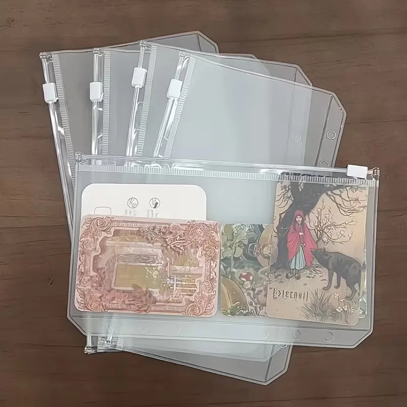 A5 A6 A7 Binder Pockets Waterproof Zipper Pouch 6 Ring Notebook Clear Qme
