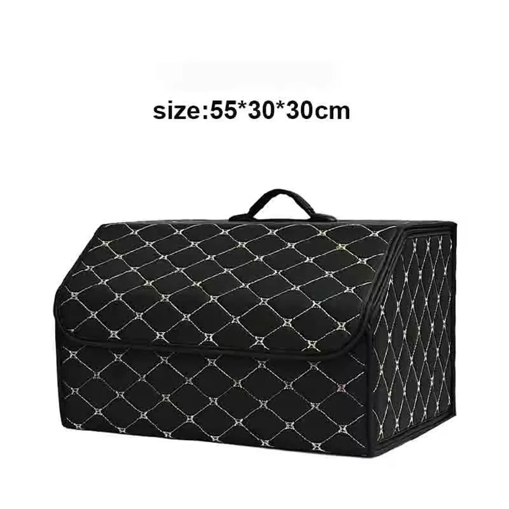 Foldable Car Trunk Storage Organizer Box Collapsible Vehicle Rear Cargo Bin Space Saving Decorative Trunk Accessory Qme Gold L
