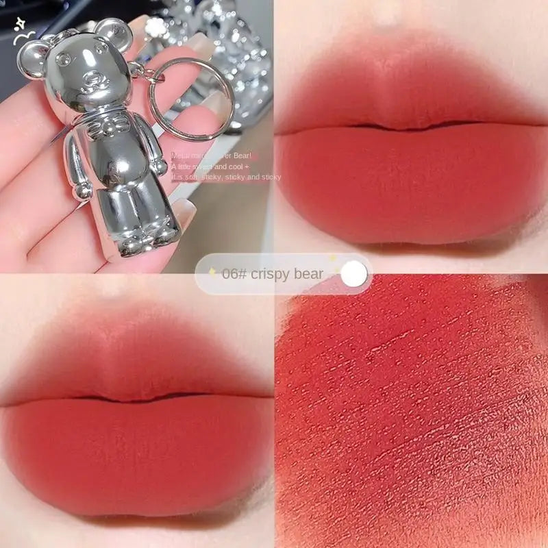 ZVEV Bear Lip Mud Matte Foggy Velvet Glaze Lipstick Keychain Pendant Qme A8-300-06