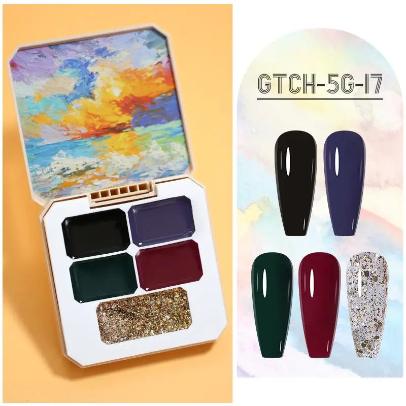 Solid Nail Polish Glue 5 12 16 Colors Manicure Semi Permanent Varnish Qme GTCH-5G-17