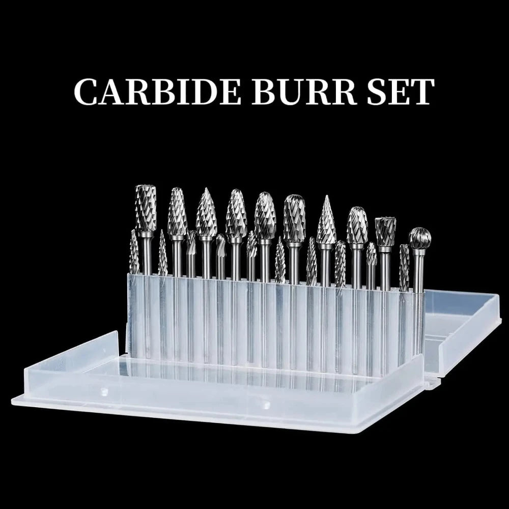 10Pcs High Hardness Carbide Burr Bits 3mm Shank Double Cut Rotary Tool Accessories For Dremel Metal Grinding Engraving Qme