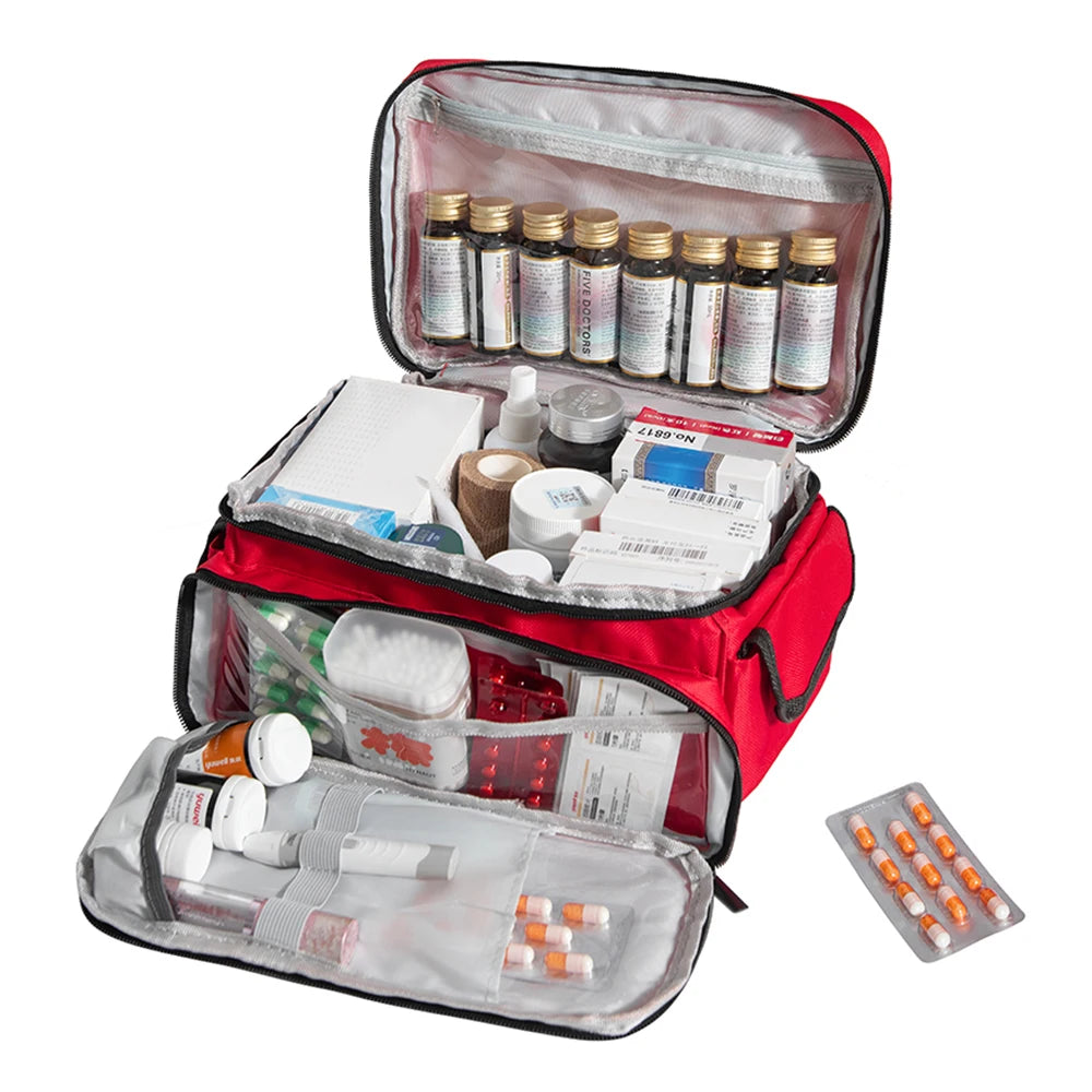 High-Capacity Portable First Aid Kit, Travel Medicine And Medication Storage Bag Oxford Cloth Organizer Box Emergency Survival Qme