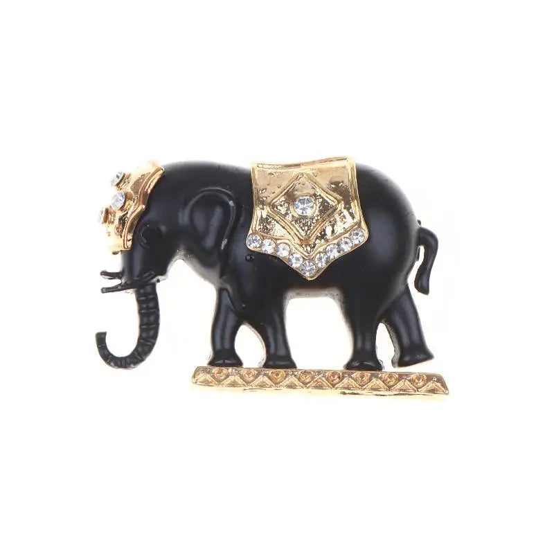 Black Gold Elephant Brooch Set With Shiny Rhinestone And Exquisite Design Perfect For Party Daily Wear Fashion Clothing Qme style 2