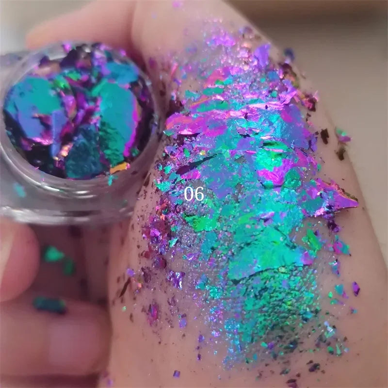 Ultra-Thin Waterproof Color Shift Holographic Eyeshadow Highlighter MultiChrome Shifting Pigments Duochrome Chameleon Eyeshadow Qme 06
