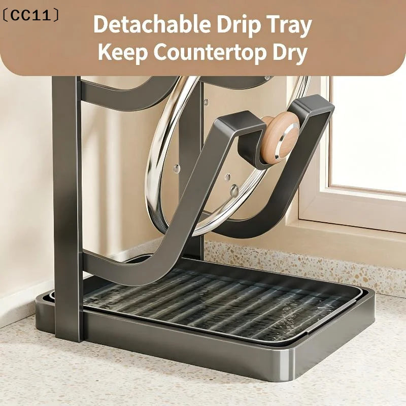 Pot Lid Storage Rack Kitchen Counter Organizer Countertop Removable Qme