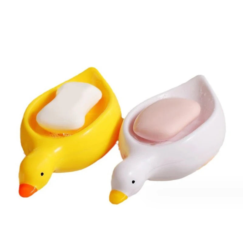 1Pc Yellow Duck Shape Soap Box Cartoon Soap Dish Drainable Soap Holder Soap Container Soap Dish For Tray Bathroom Accessories. Qme
