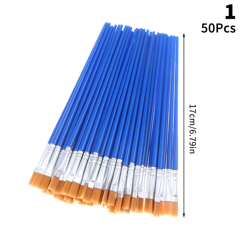 Painting Brushes Art Round Flat Hair Nylon Paint Brush Oil Acrylic Qme 1