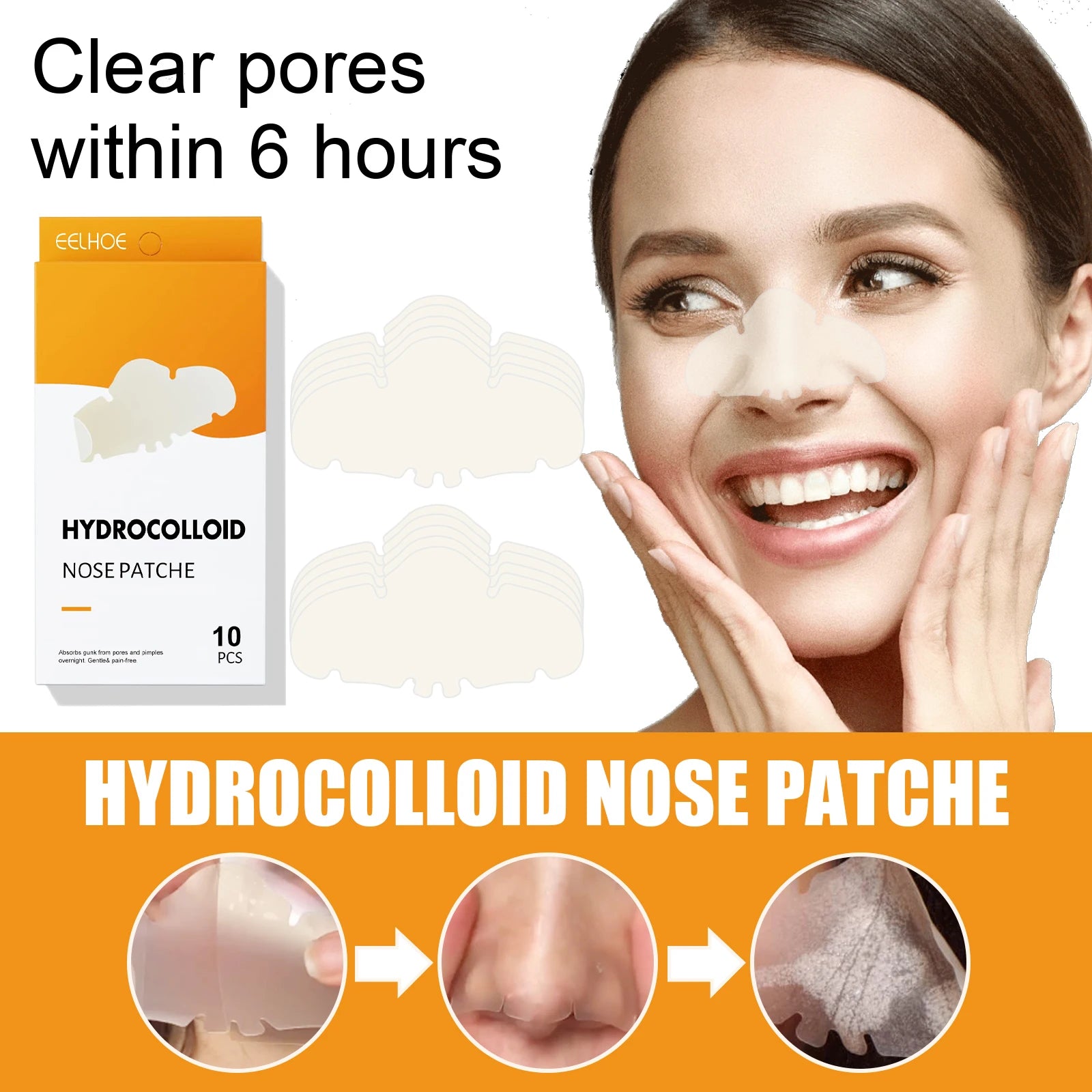 Pore-Cleaning Nose Strips Pore Cleaning Blackhead Remover Smooth Skin Remove Black & White Heads Oil-Control Shrink Pores Qme