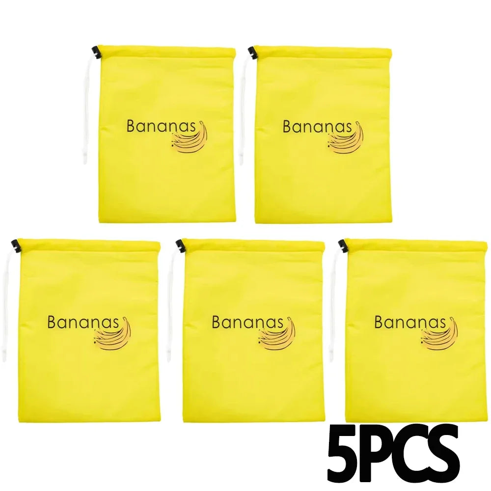 5/3/2/1Pcs Banana Preservation Bag Insulated aluminum film Fruit Vegetable Fresh-keep Pocket Drawstring Food Preservation Bag Qme Yellow-1pcs 2