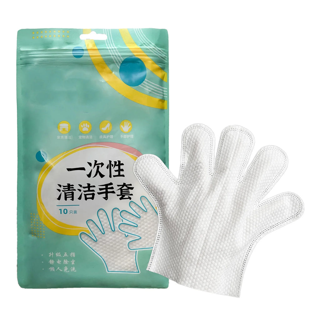 10Pcs Microfiber Dusting Gloves Disposable Cleaning Gloves Wet Dry Dual Use Duster Gloves for Home Furniture Cleaning Qme