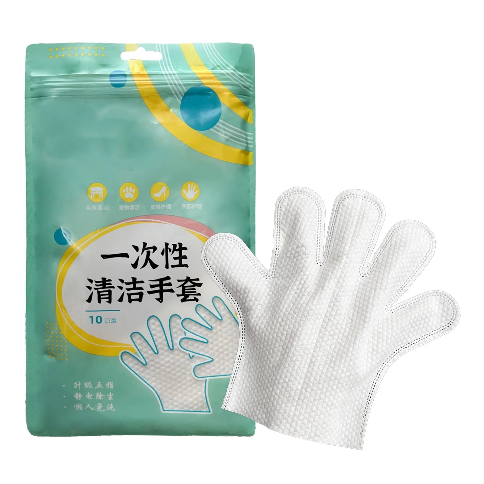 10Pcs Microfiber Dusting Gloves Disposable Cleaning Gloves Wet Dry Dual Use Duster Gloves for Home Furniture Cleaning Qme