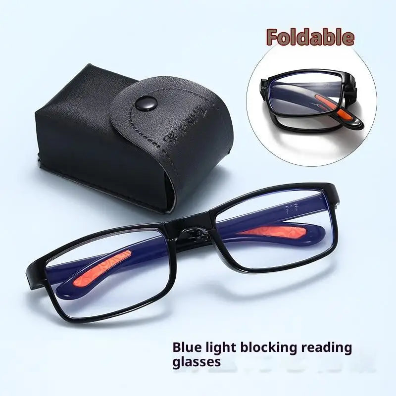 Portable Glasses Men Women Folding Reading Case Anti Blue Light Qme