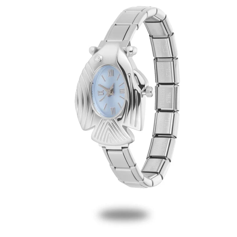 Wholesale Men Women's DIY 9MM Width Italian Elastic Charm Stainless Fish Shape Watch Bracelet Bangle For Birthday Jewelry Gift Qme Style 28